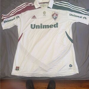 Fluminense Football club XL Adidas White Jersey with Green and Maroon Accents